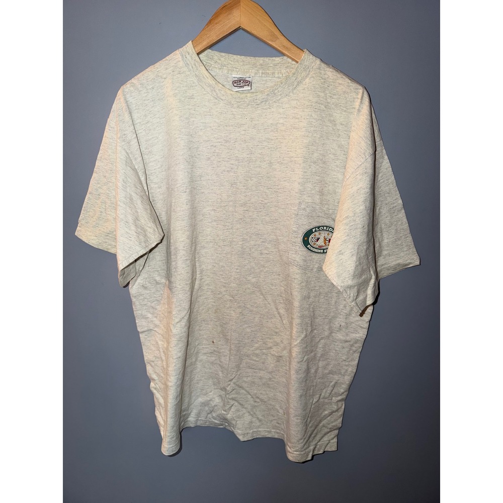 Vintage Ron Jon Surf Shop Florida Sunshine State Pocket‎ T-Shirt Gray Mens Large